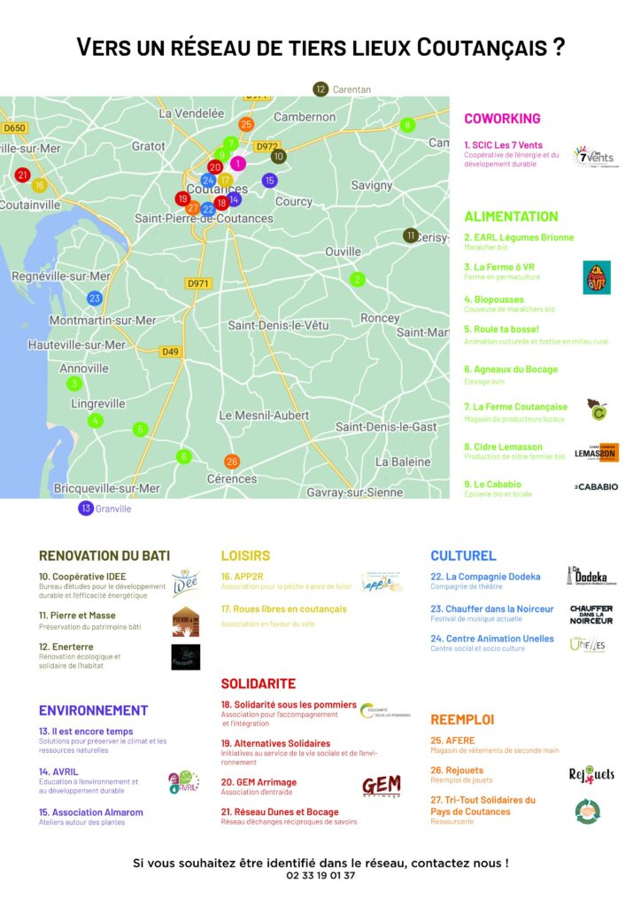 carte des tiers lieu en normandie